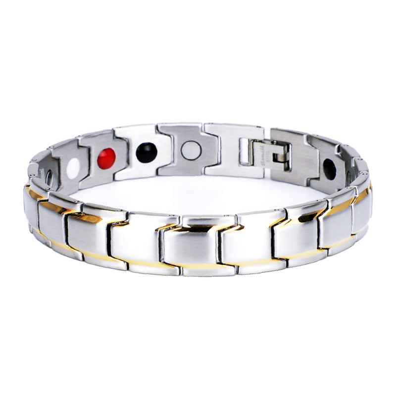 Magnetic Therapy Bracelet Negative Ion Simple Titanium Steel Fashion Gift for Men