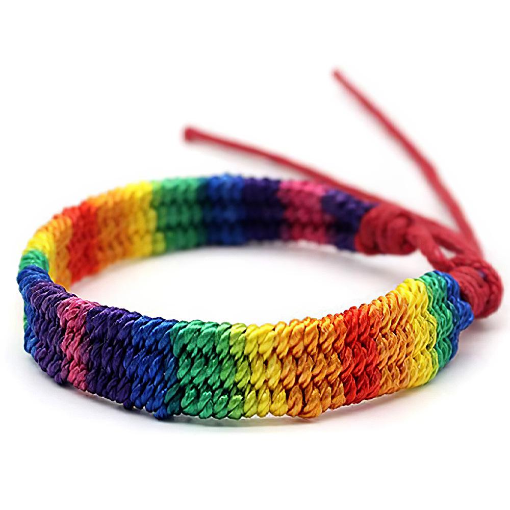 Gay Pride Bracelet Rainbow Wristband Lesbian Friendship Bracelet Braided Bracelet Accessory Adjustable Sizes Love Wristband Decorative Charm Pendants Gifts for Adults Man