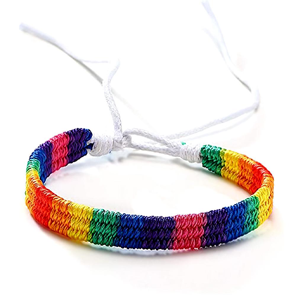 Gay Pride Bracelet Rainbow Wristband Lesbian Friendship Bracelet Braided Bracelet Accessory Adjustable Sizes Love Wristband Decorative Charm Pendants Gifts for Adults Man