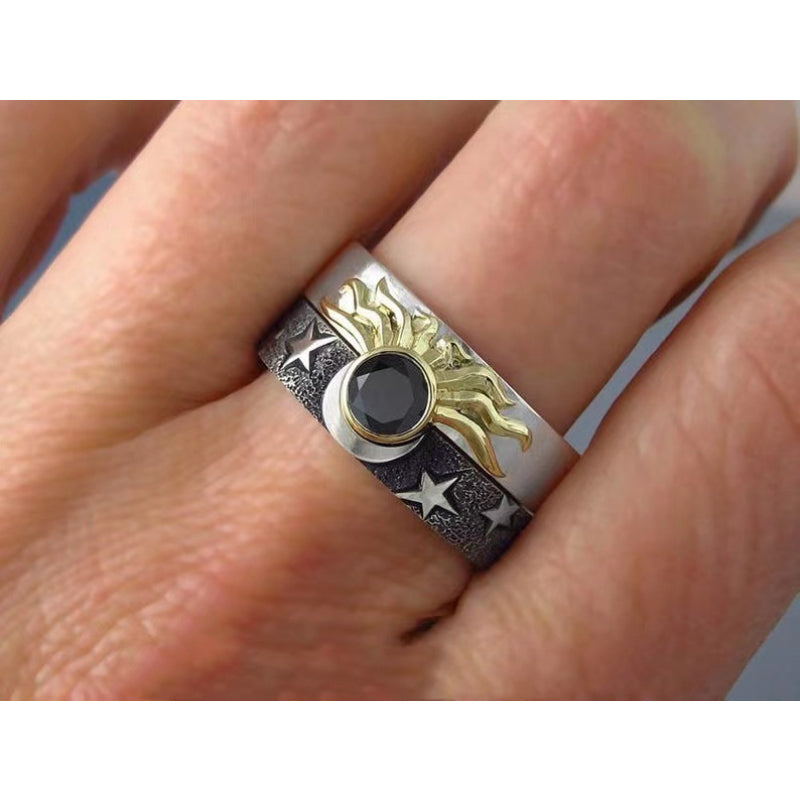 Sun and Moon Matching Rings Couples Ring Jewelry Gift for Lovers