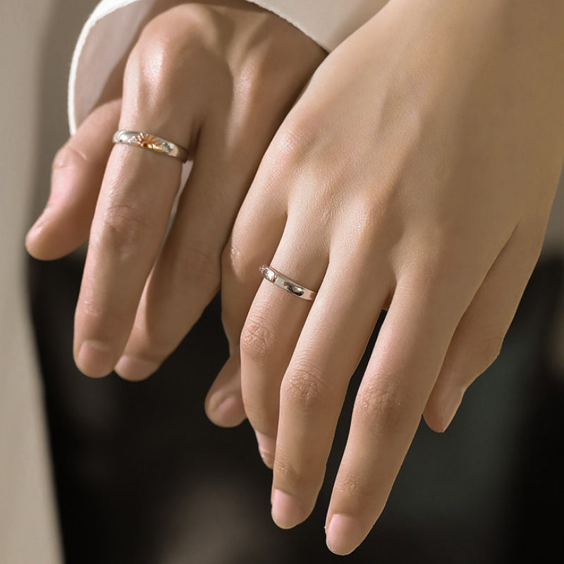 Sun and Moon Promise Ring Matching Couple Rings Adjustable Ring Gifts for Her or Him