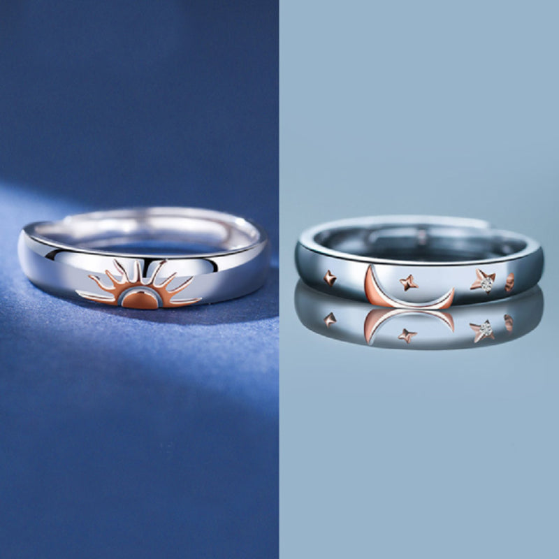 Sun and Moon Promise Ring Matching Couple Rings Adjustable Ring Gifts for Her or Him