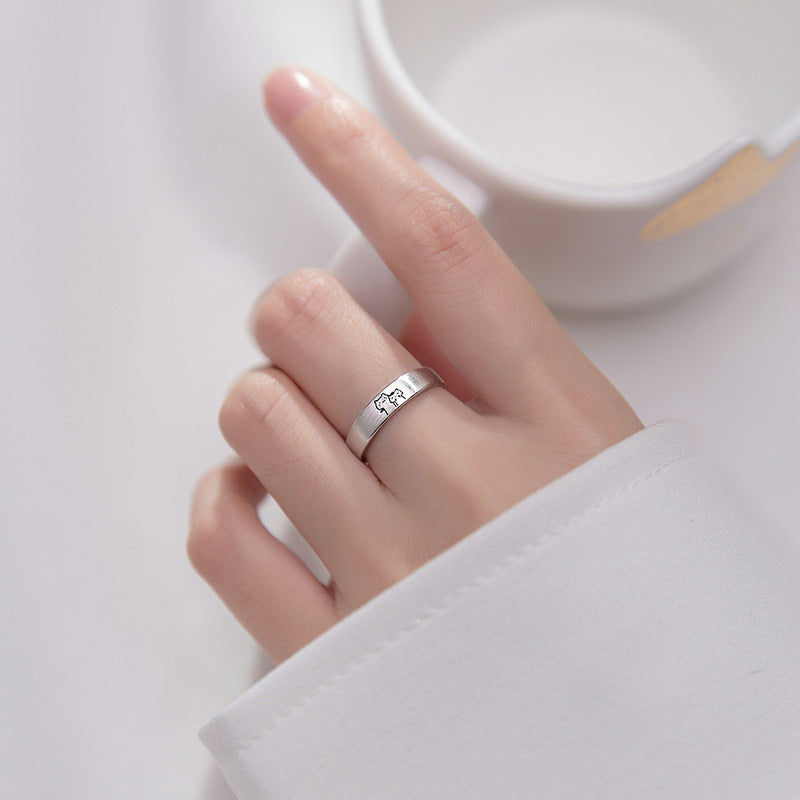 Cute Cat Matching Ring Adjustable Ring Animal Couple Jewelry Gift