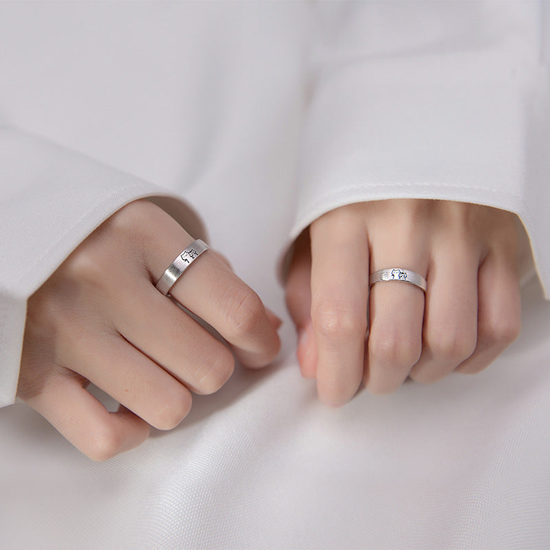 Cute Cat Matching Ring Adjustable Ring Animal Couple Jewelry Gift