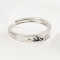 Mountain Ocean Couple Rings Matching Adjustable Ring Jewelry Gift for Lovers