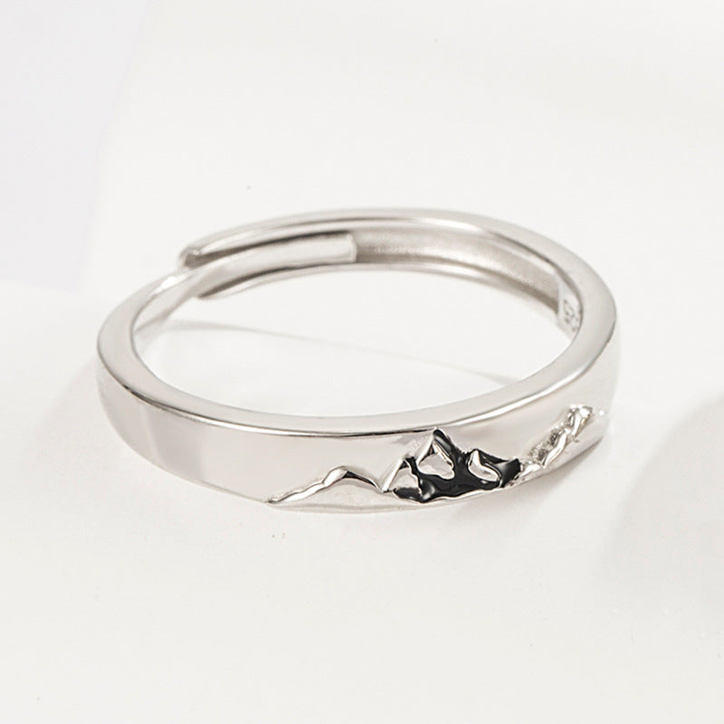 Mountain Ocean Couple Rings Matching Adjustable Ring Jewelry Gift for Lovers