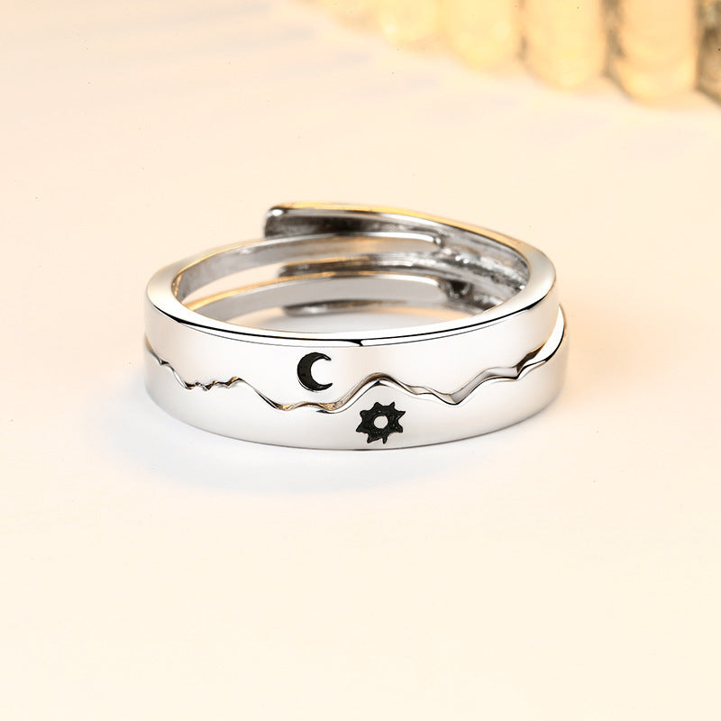 Sun and Moon Couple Rings Matching Promise Ring Adjustable Ring Gift for Lovers
