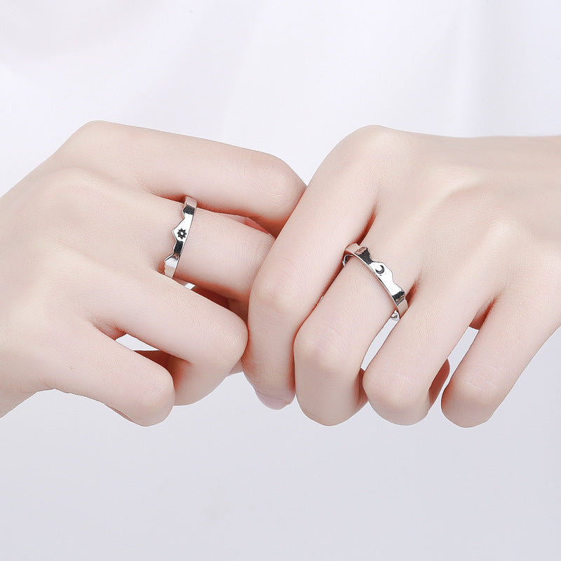 Sun and Moon Couple Rings Matching Promise Ring Adjustable Ring Gift for Lovers
