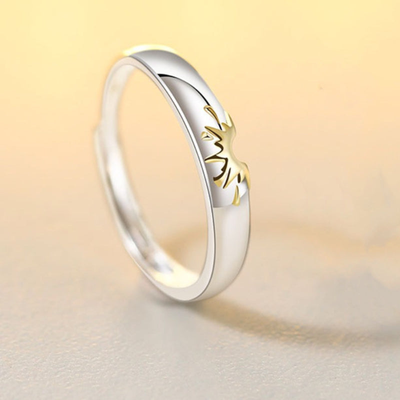 Sunflower Matching Promise Rings Couple Adjustable Ring Jewelry Gift for Lovers