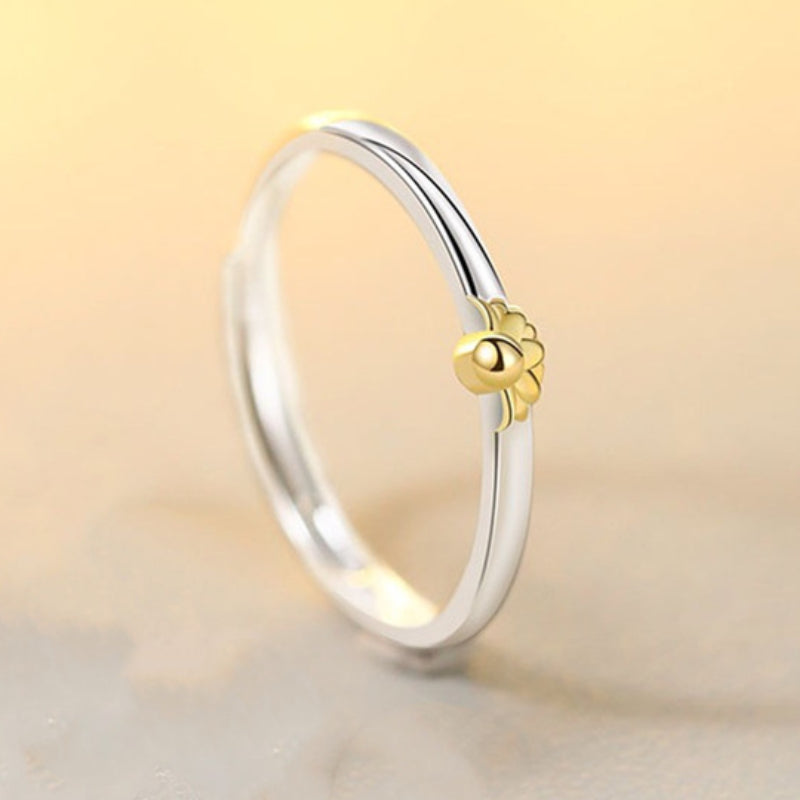 Sunflower Matching Promise Rings Couple Adjustable Ring Jewelry Gift for Lovers