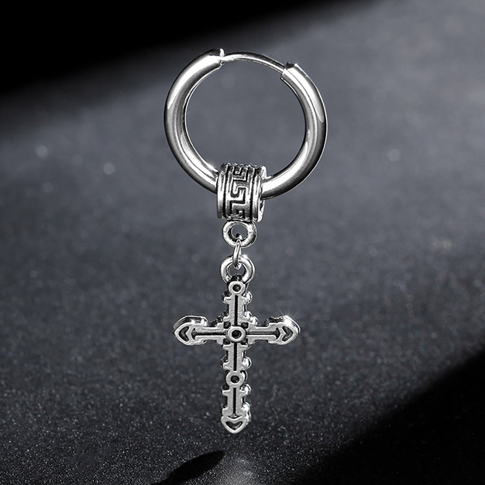 Men's Earrings Punk Cross Earrings Stainless Steel Earrings Gift For Boyfriend