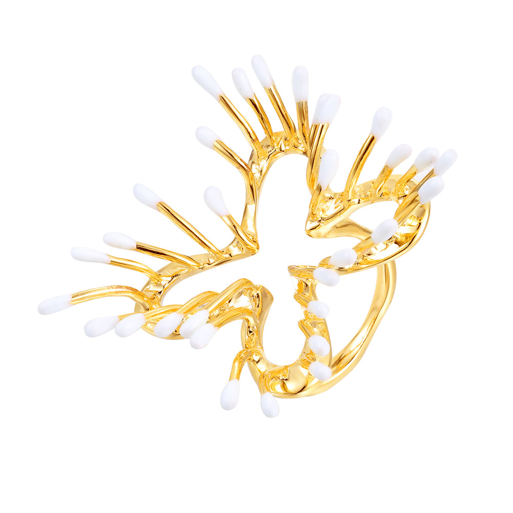 Stamens Collection Four Stamens Ring With White Enamel