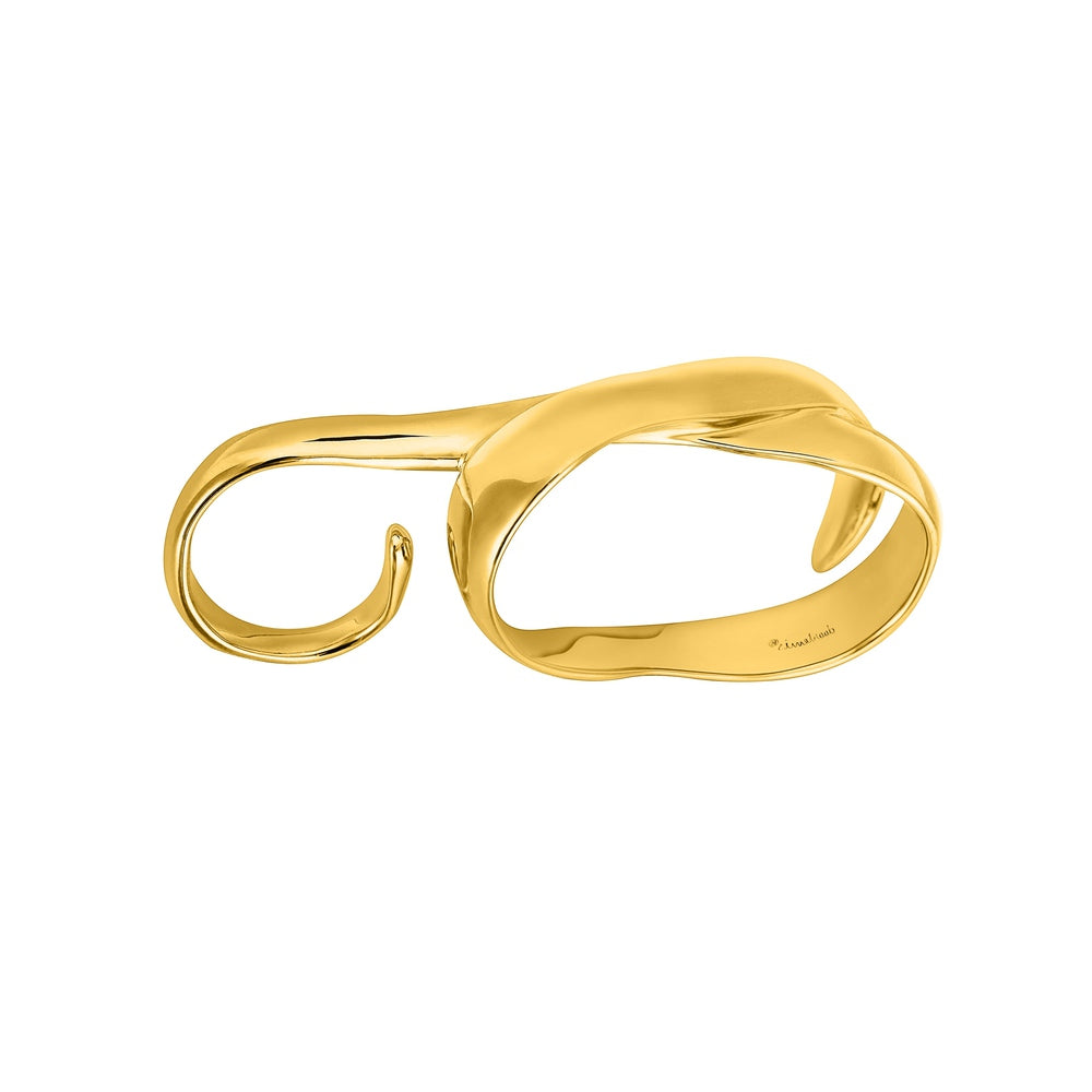 Iris Collection Free Size Three Finger Golden Ring