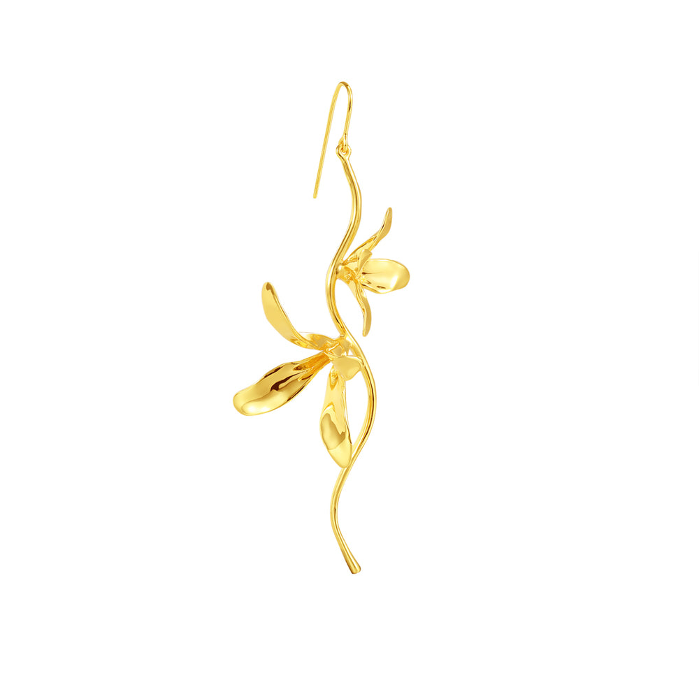 Orchids Collection Single Bifloral Drop Earring