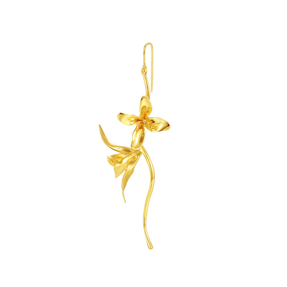 Orchids Collection Single Bifloral Drop Earring