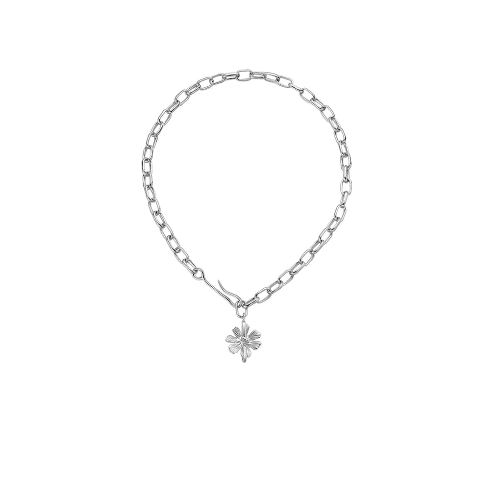 Cosmos Collection Flower Silver Choker