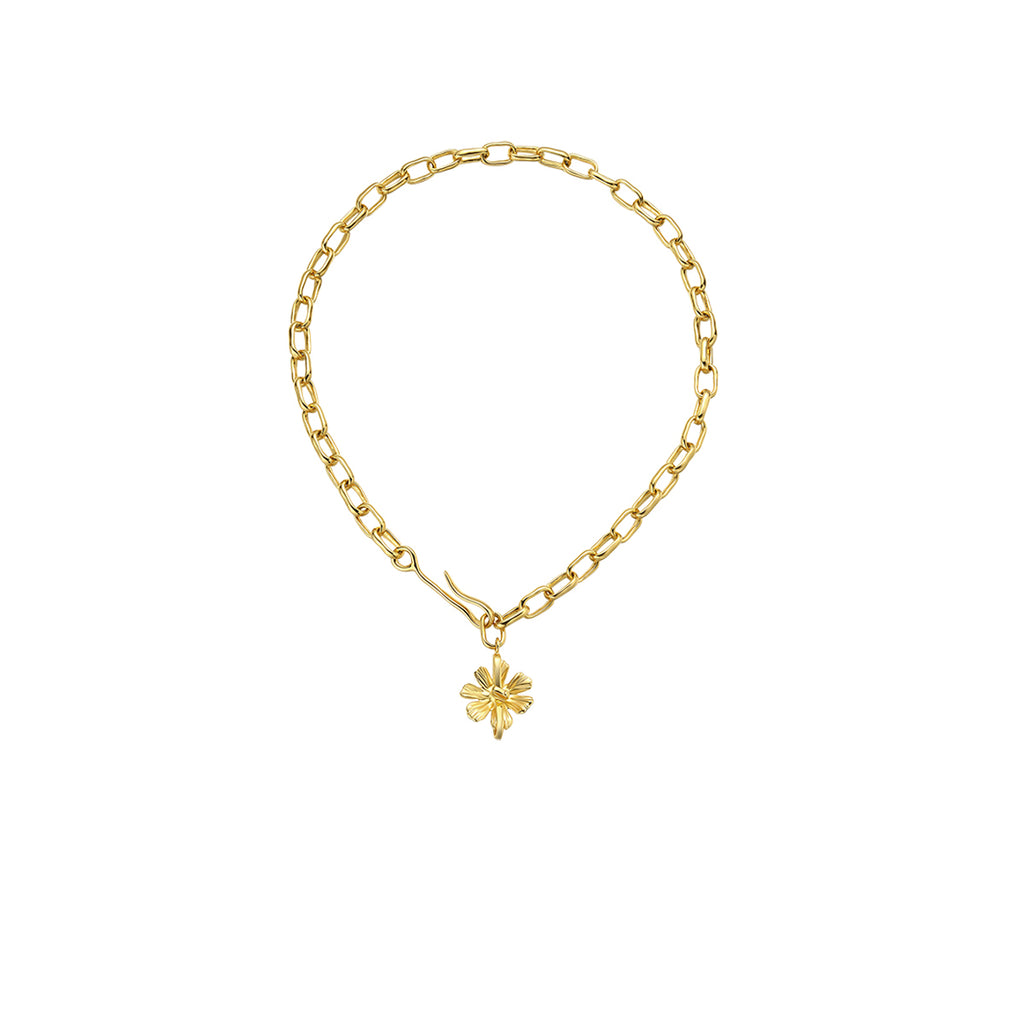 Cosmos Collection White Flower Golden Choker
