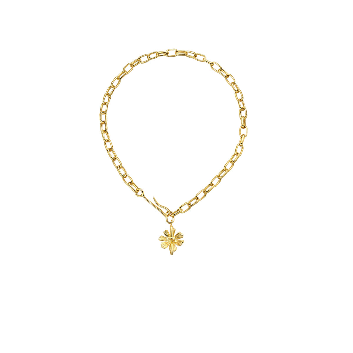 Cosmos Collection White Flower Golden Choker