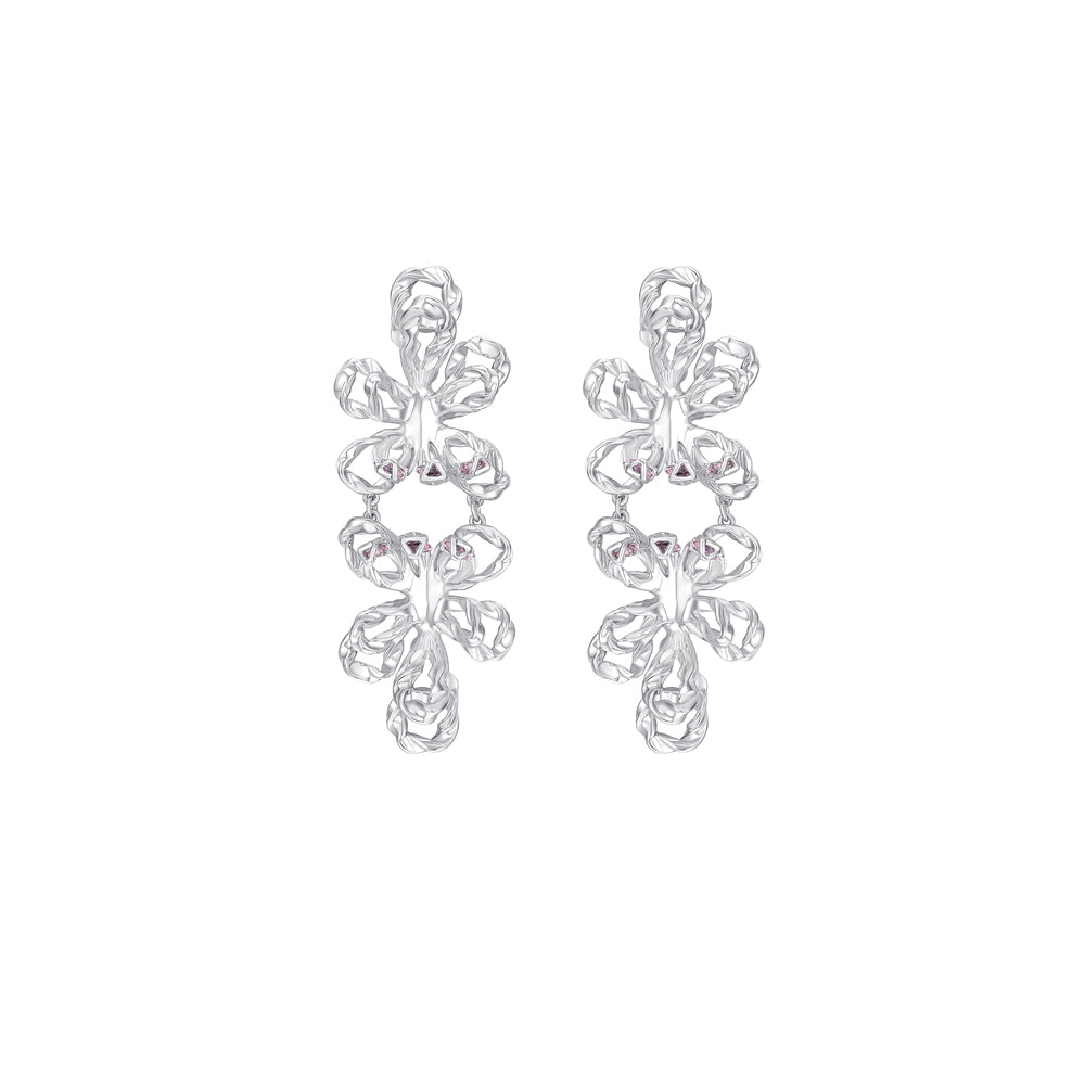 Butterfly Pea Collection Bifloral Flower Drop Earrings