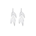 Palms Collection Leaf Shape Earrings Rhodium Plated
