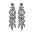 Bamboo Collection Ten Bamboo Leaves Tassel Earrings Full Of Diamonds