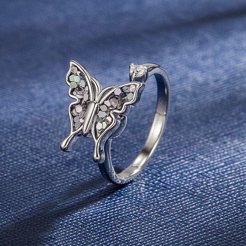 Anxiety Relief Decompression Ring Butterfly Opening Adjustable Ring Gift for Women