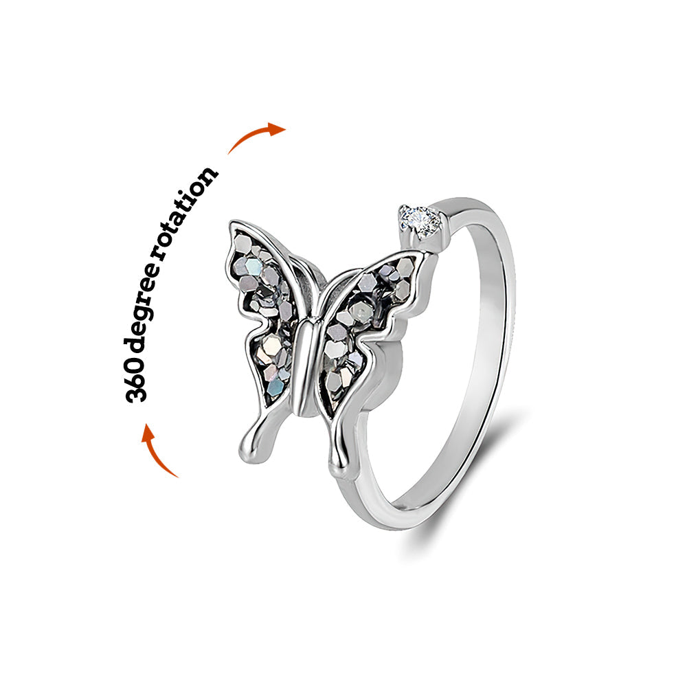 Anxiety Relief Decompression Ring Butterfly Opening Adjustable Ring Gift for Women