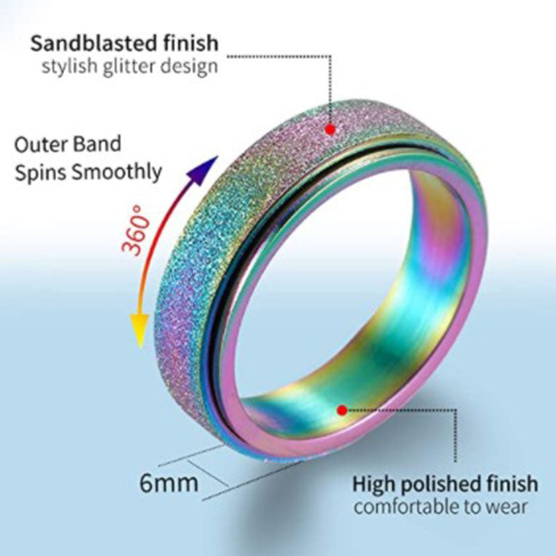 Anxiety Relief Decompression Ring Stainless Steel Glitter Ring Gift for Women