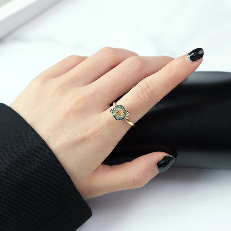 Fidget Ring for Anxiety Anxiety Relief Decompression Ring Planet Opening Adjustable Ring Gift for Women