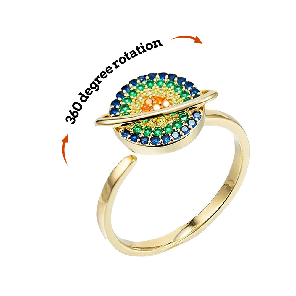 Fidget Ring for Anxiety Anxiety Relief Decompression Ring Planet Opening Adjustable Ring Gift for Women