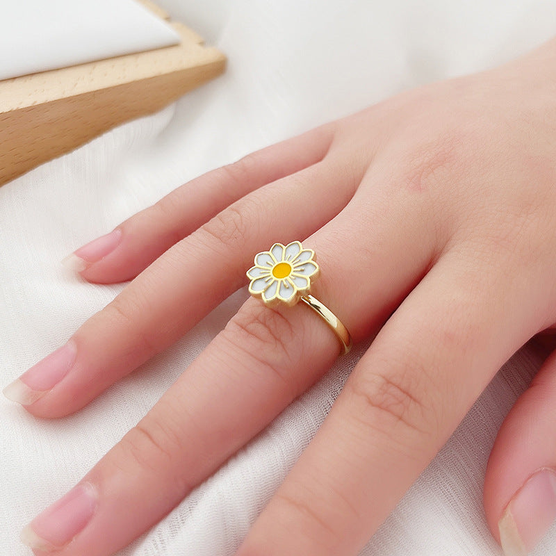 Anxiety Relief Decompression Butterfly Ring Daisy Opening Adjustable Ring Gift for Women