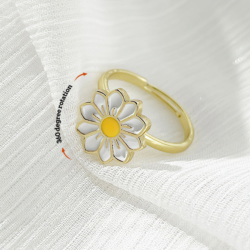 Anxiety Relief Decompression Butterfly Ring Daisy Opening Adjustable Ring Gift for Women