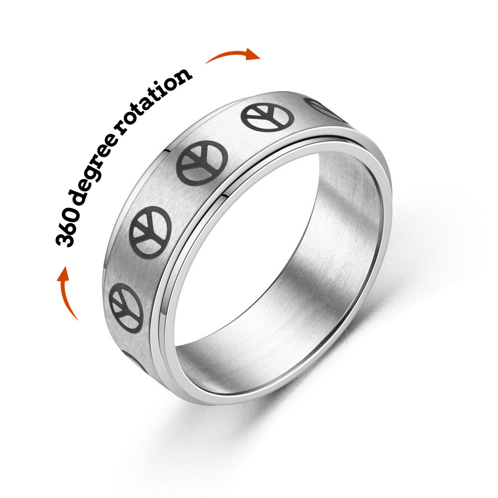 Anxiety Ring Decompression Ring Anti-Anxiety Relief Peace Symbol Ring