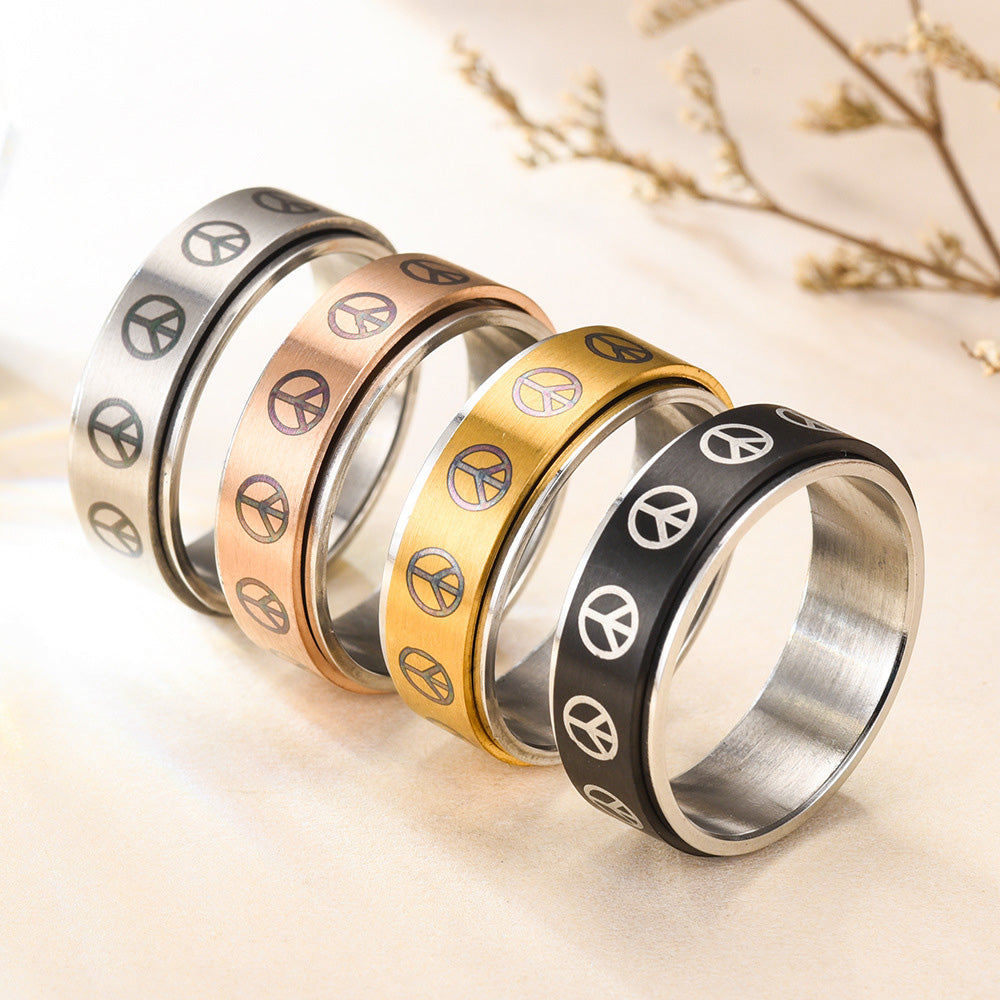 Anxiety Ring Decompression Ring Anti-Anxiety Relief Peace Symbol Ring