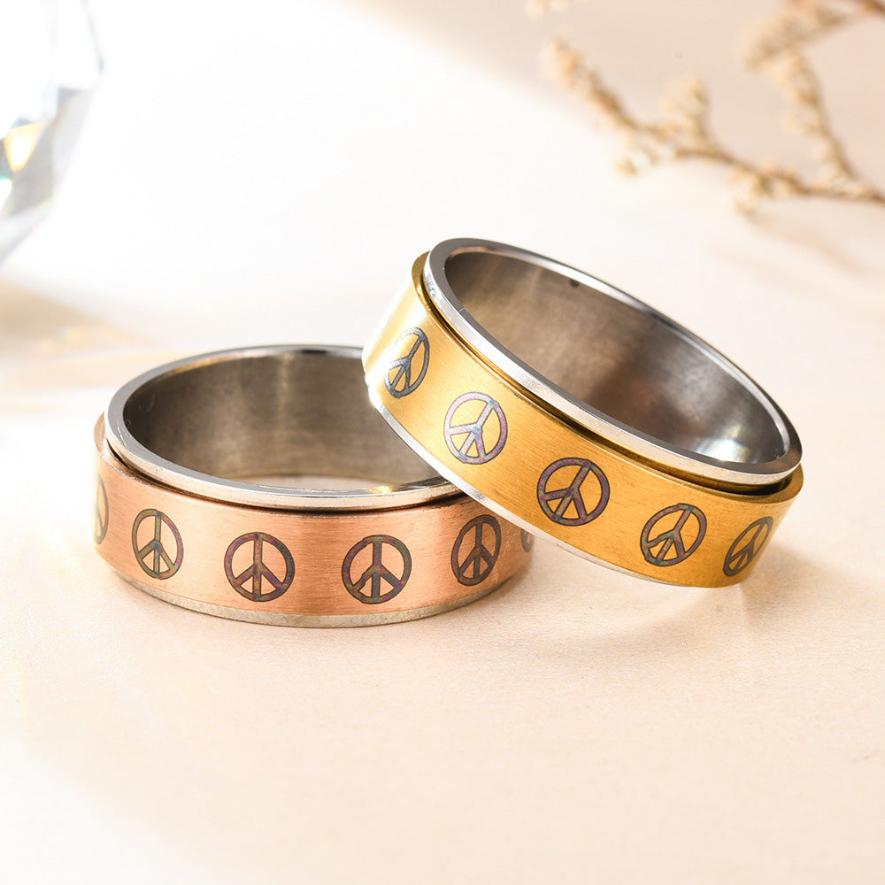 Anxiety Ring Decompression Ring Anti-Anxiety Relief Peace Symbol Ring