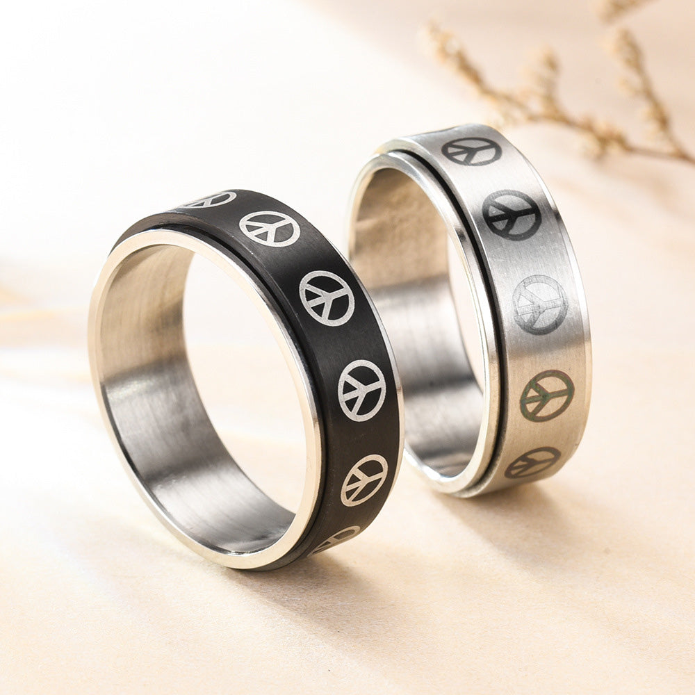 Anxiety Ring Decompression Ring Anti-Anxiety Relief Peace Symbol Ring