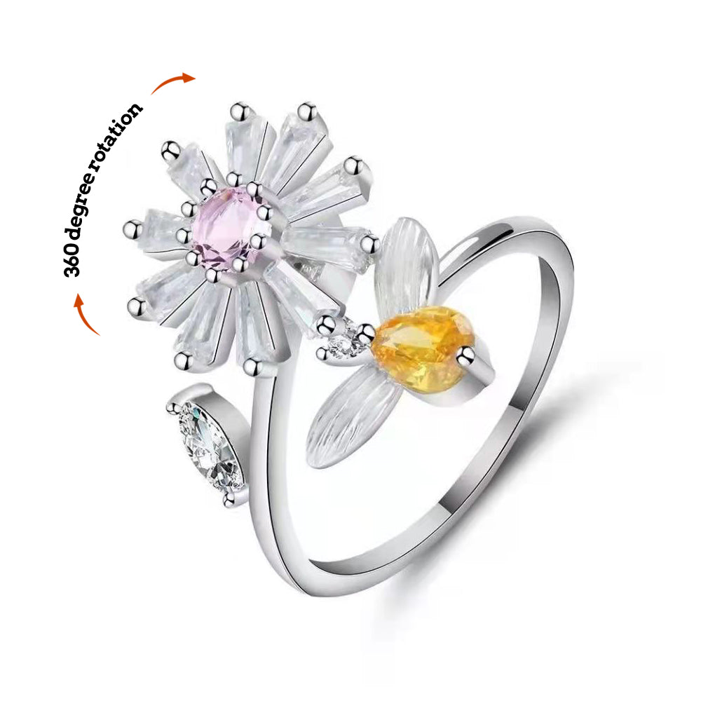 Anxiety Ring Anxiety Relief Decompression Honeybee Adjustable Ring Gift Fit for Her