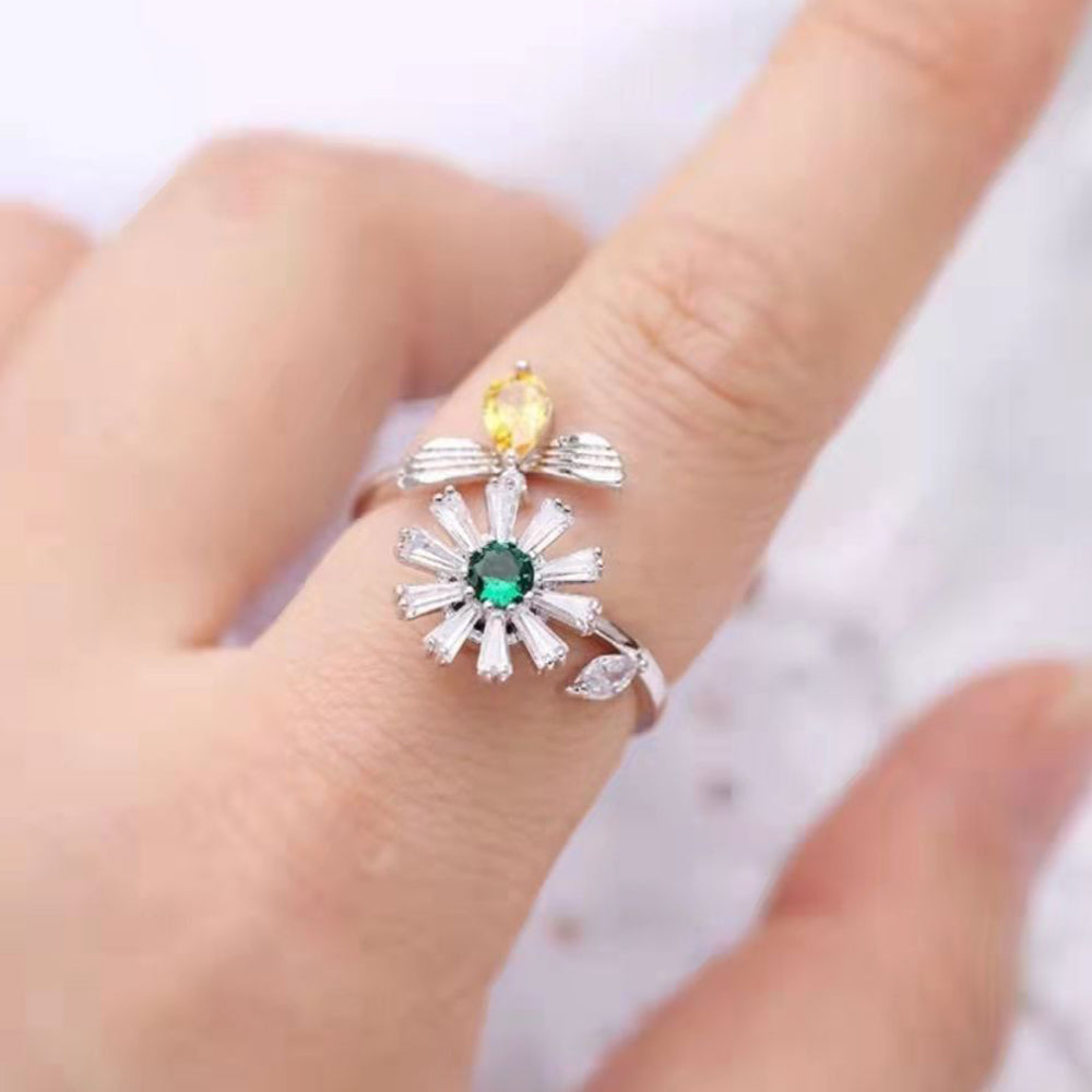 Anxiety Ring Anxiety Relief Decompression Honeybee Adjustable Ring Gift Fit for Her