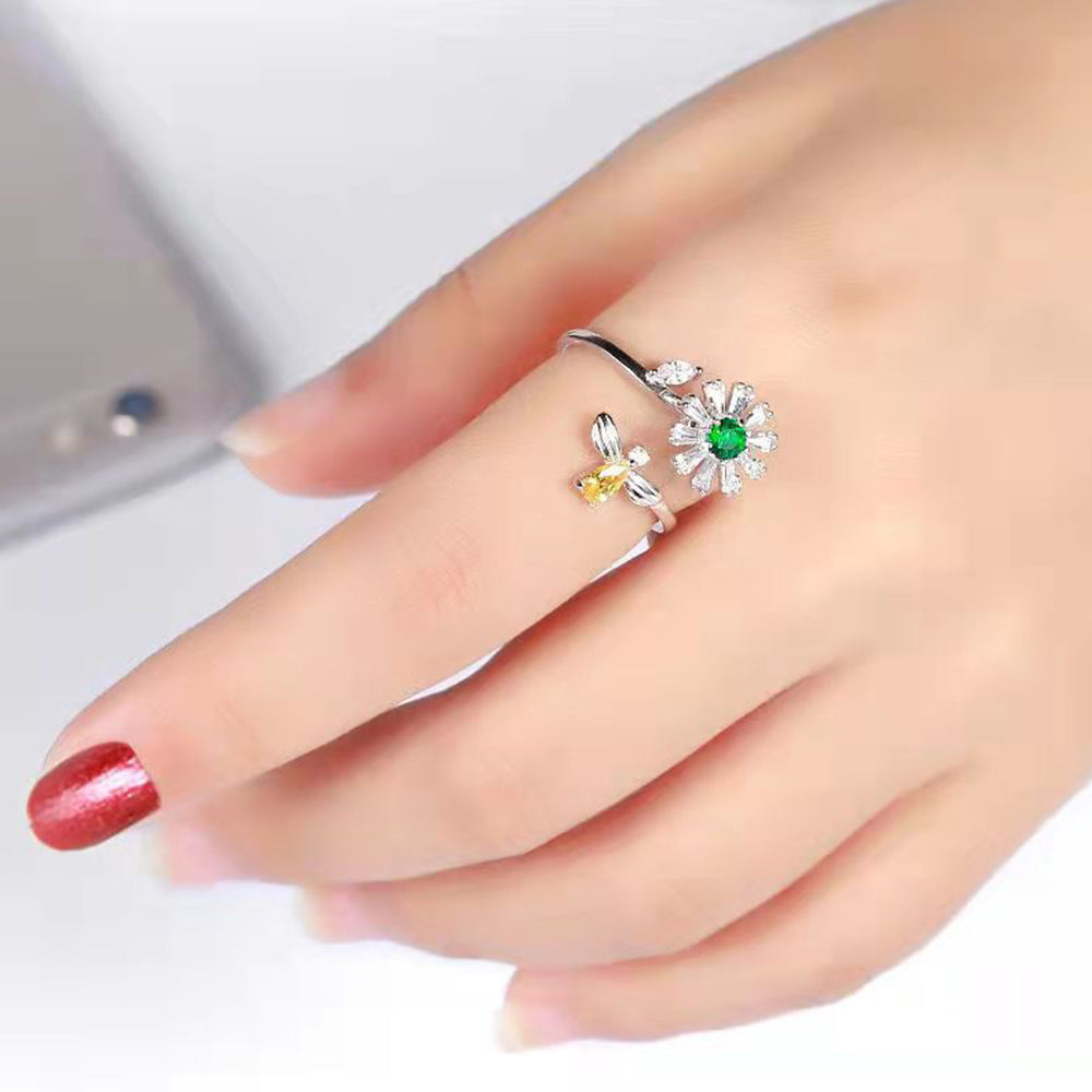Anxiety Ring Anxiety Relief Decompression Honeybee Adjustable Ring Gift Fit for Her