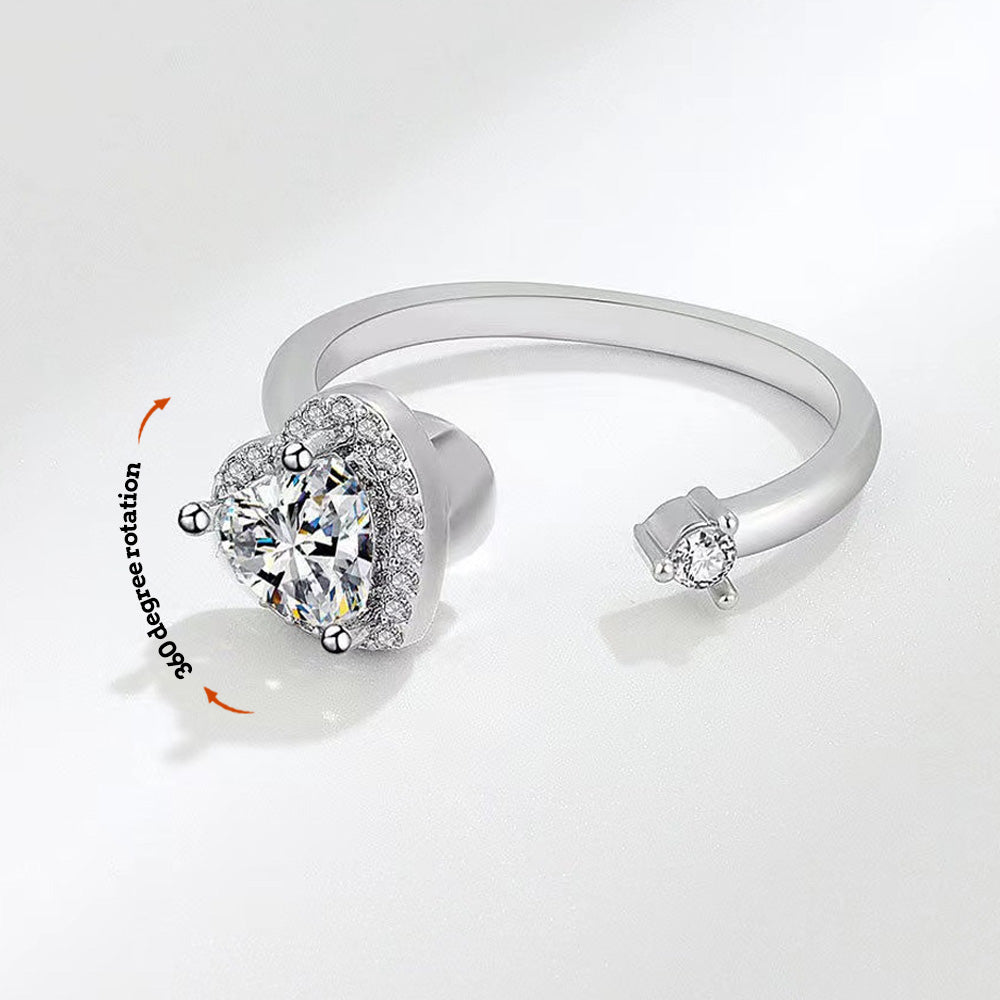 Anxiety Ring Anxiety Relief Decompression Heart Adjustable Ring Gift Fit for Her