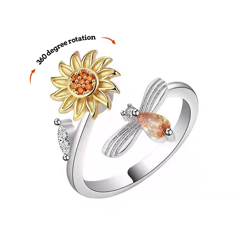Anxiety Ring Anxiety Relief Decompression Daisy Adjustable Ring Jewelry Gift for Her