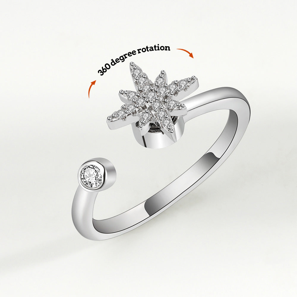 Anxiety Ring Decompression Ring Anti-Anxiety Relief Adjustable Star Ring