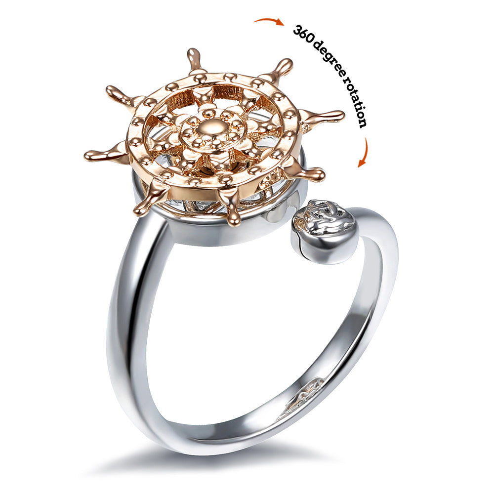 Anxiety Ring Decompression Ring Anti-Anxiety Relief Adjustable Rudder Ring Jewelry Gift