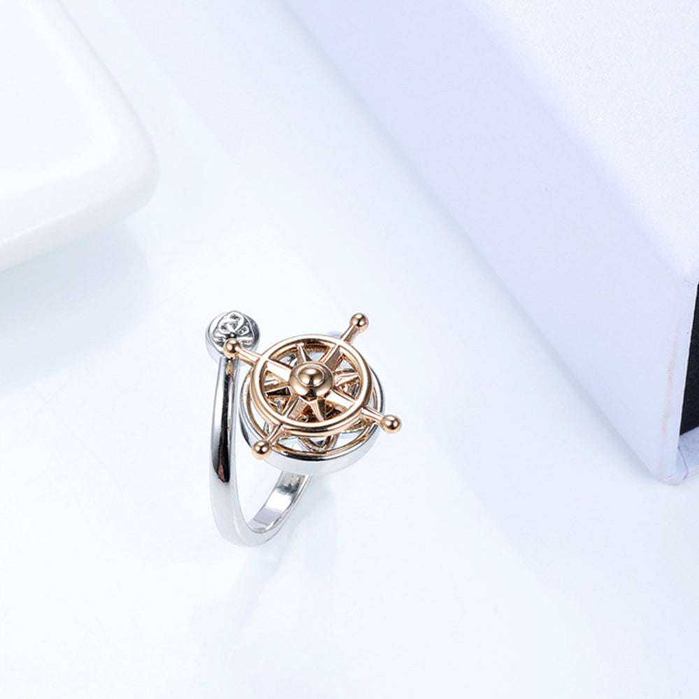 Anxiety Ring Decompression Ring Anti-Anxiety Relief Adjustable Rudder Ring Jewelry Gift
