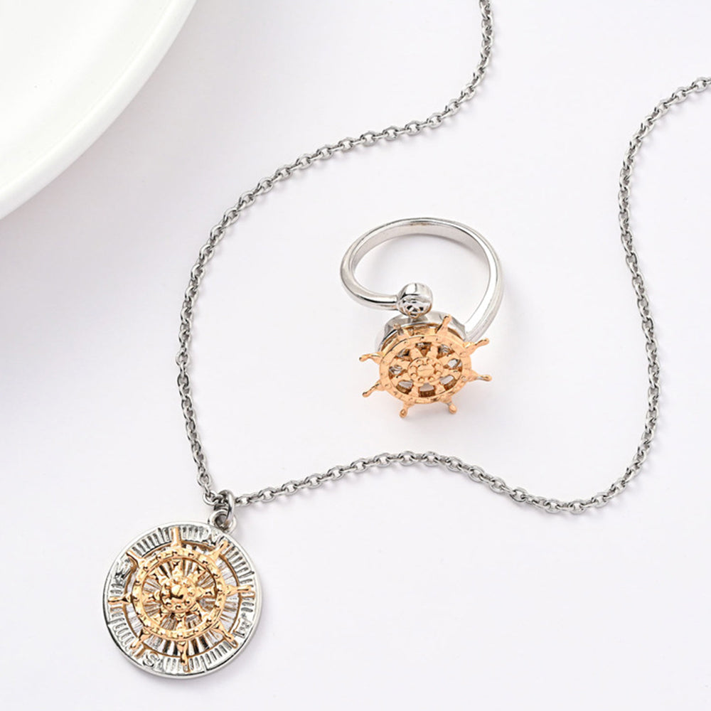 Anxiety Ring Decompression Anti-Anxiety Relief Adjustable Ring Necklace Set Jewelry Gift