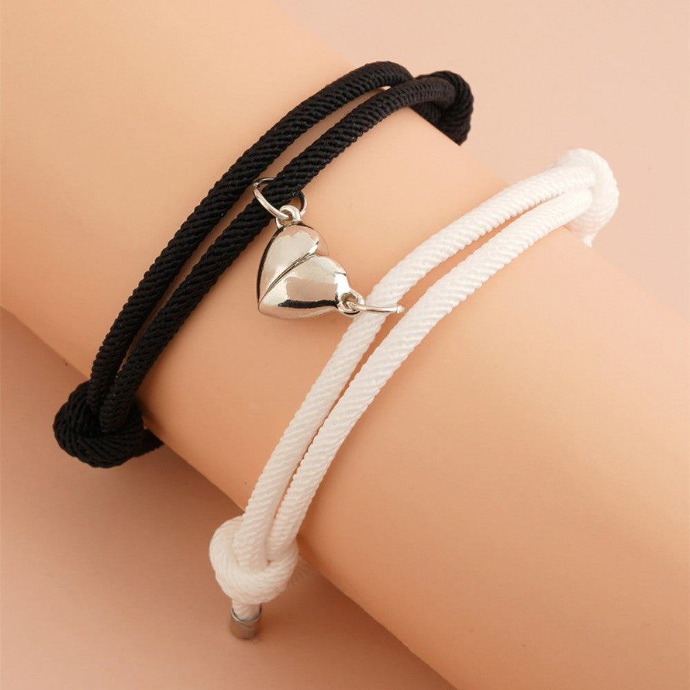 Heart-Shaped Magnetic Buckle Bracelet Adjustable Bracelets Gift for Couple