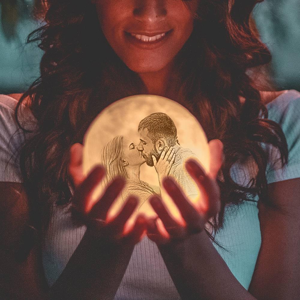 Photo Moon Lamp, Custom 3D Photo Light,  Lamp Moon - Touch Two Colors 10cm-20cm Available