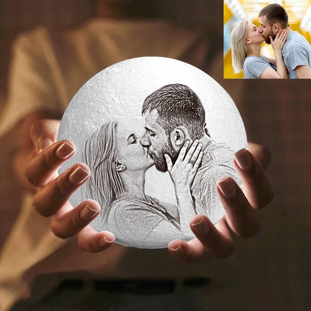 Photo Moon Lamp, Custom 3D Photo Light,  Lamp Moon - Touch Two Colors 10cm-20cm Available