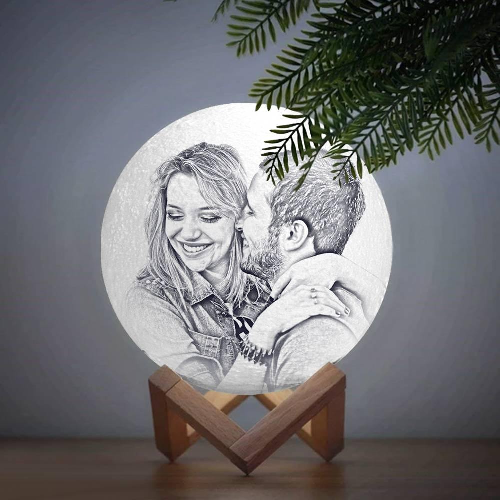 Photo Moon Lamp, Custom 3D Photo Light, Lamp Moon - Touch Two Colors 15cm
