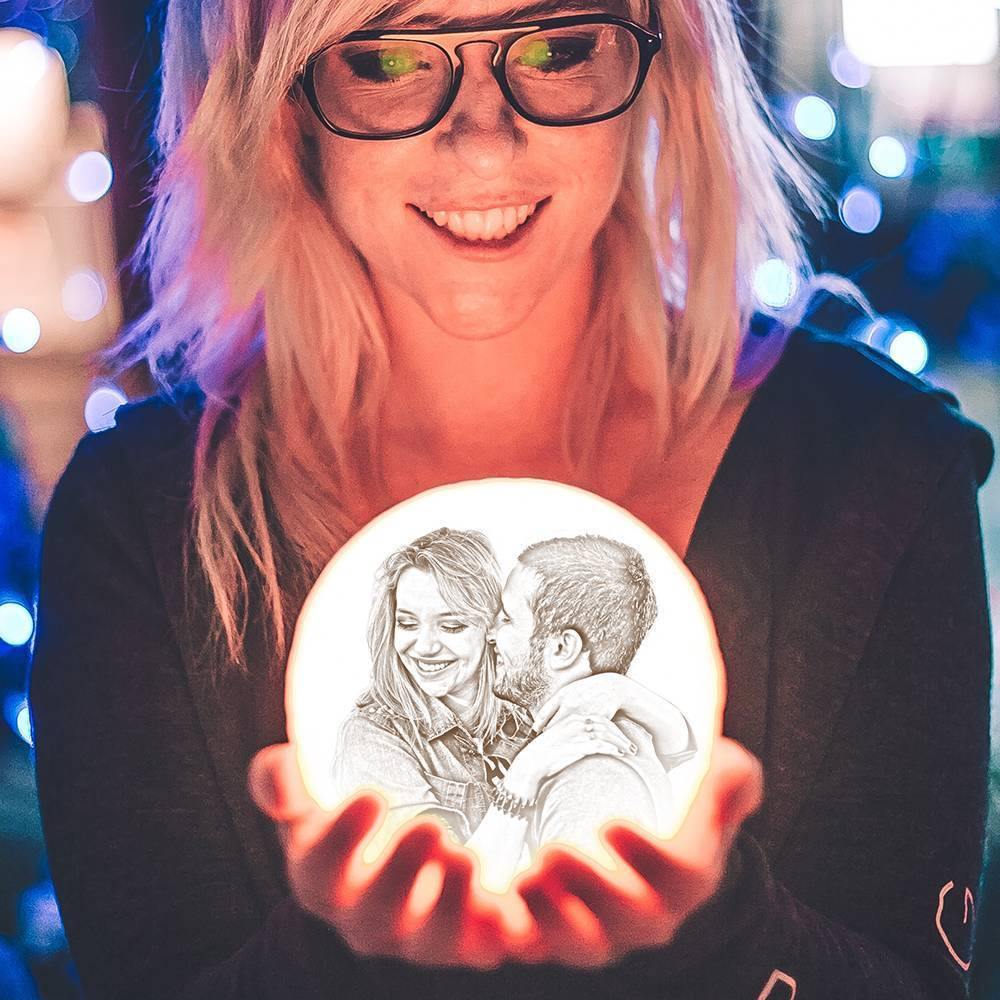 Photo Moon Lamp, Custom 3D Photo Light, Lamp Moon - Touch Two Colors 15cm